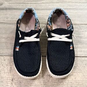 Hey Dude Black Shoes with White Laces